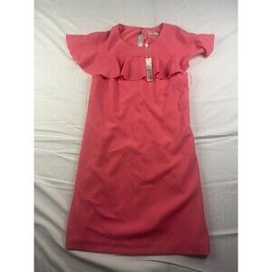 Trina Turk Dress Women Size 2 Sheath Monkees Splash Pink Ruffled SEE DESCRIPTION
